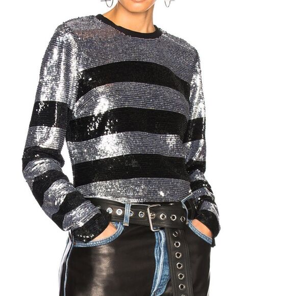 Beau Souci Marin Sequin Long Sleeve Top Size Large - Picture 11 of 11